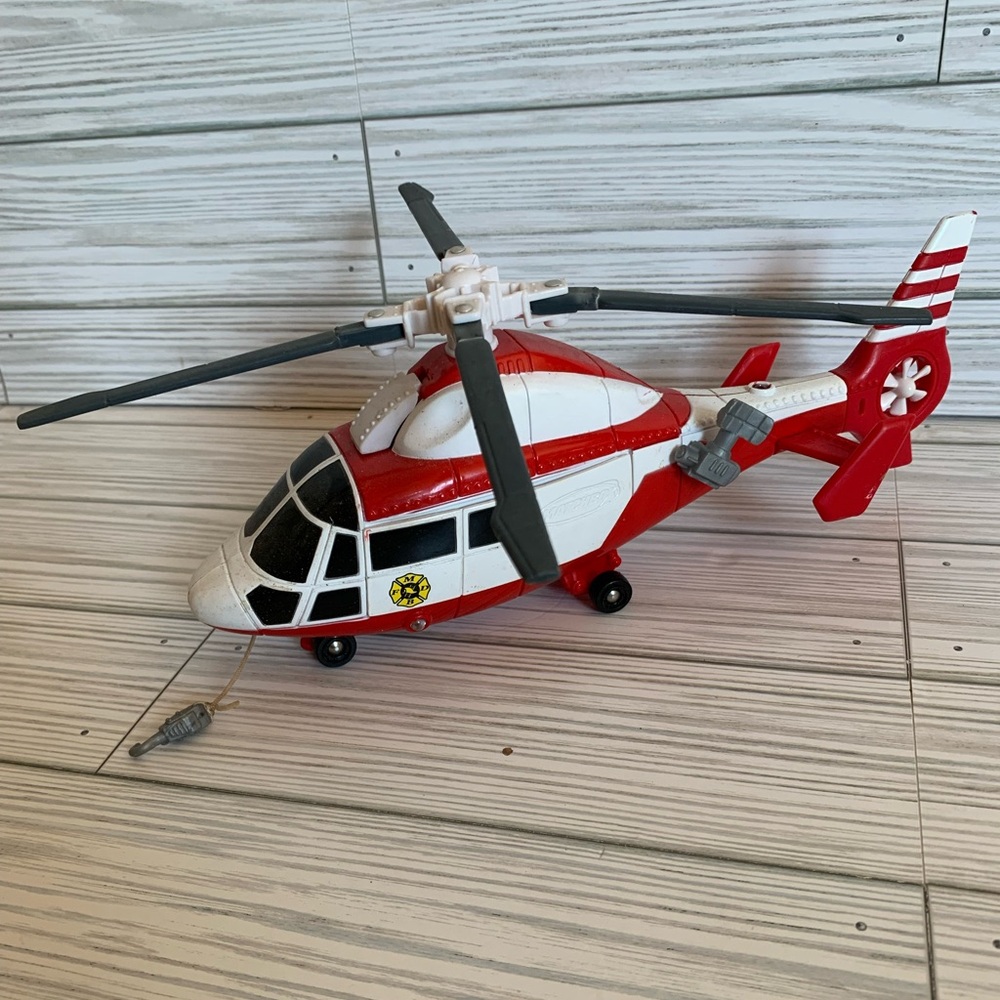 Vintage 2000’s Matchbox Red and White Rescue Helicopter Toy